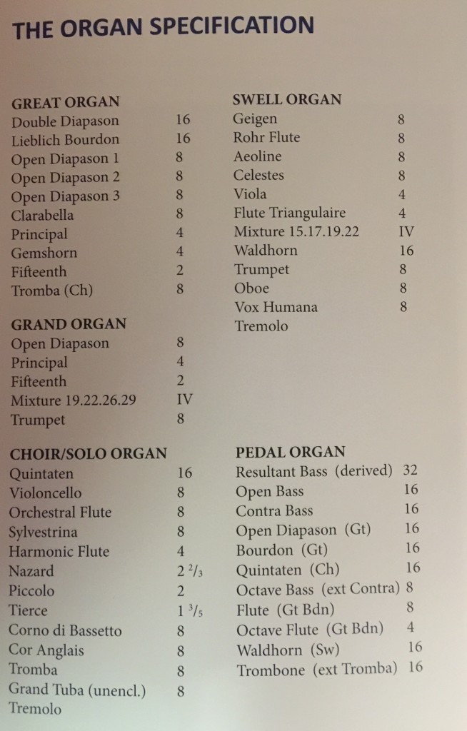 Organ stop list