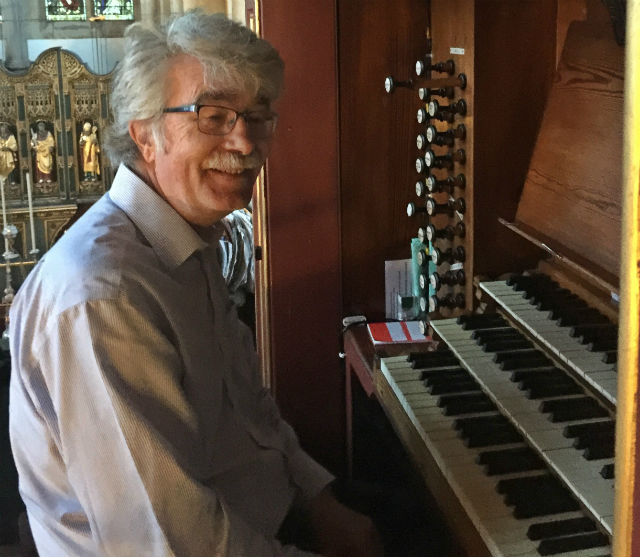 David Mason at St Germans organ console