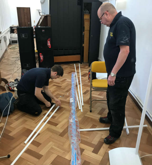 Peter and Hugh – our Viscount team of engineers preparing the cabling
