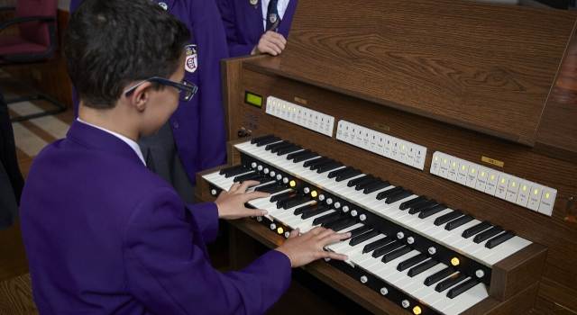 Young Organist Student on Viscount Practice Organ