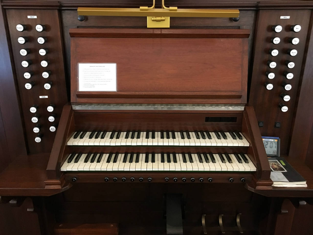The Bevington gallery organ console