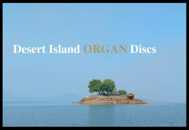 Desert Island Organ Discs by Viscount. A deserted island in the middle of the sea.