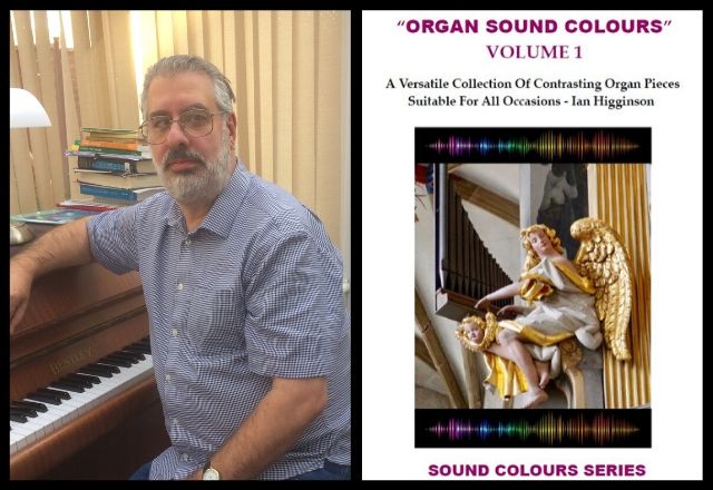 Ian Higginson and Book cover for Organ Sounds Colour Volume 1