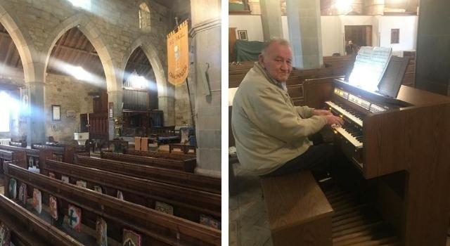 Organist John trying new digital church organ