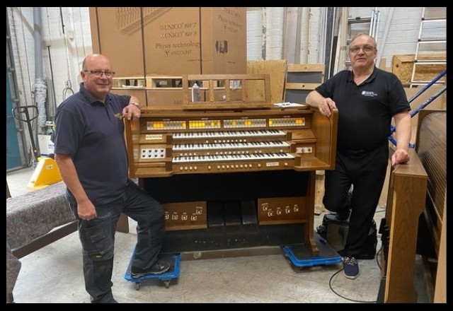 Repairing and Servicing old digital organ at Viscount warehouse