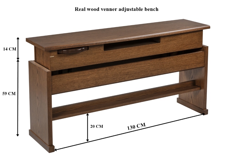 Viscount Adjustable Real Wood Bench with dimensions
