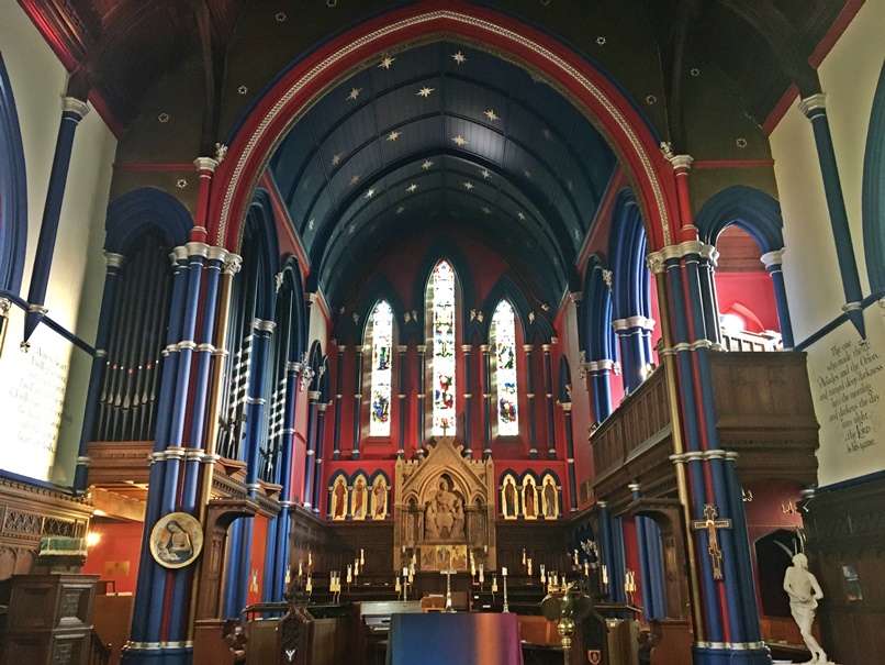 The highly decorated chancel