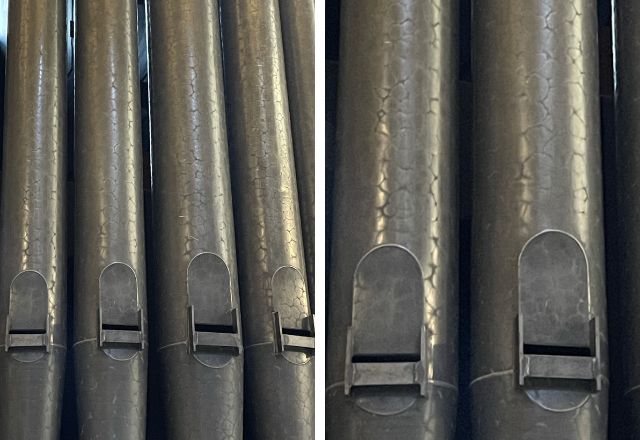 Spotted metal organ pipes