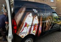 Viscount Organs van with doors open.