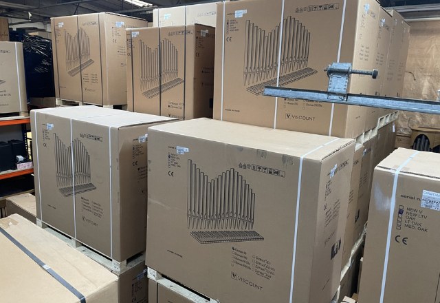 Viscount warehouse full of instruments.