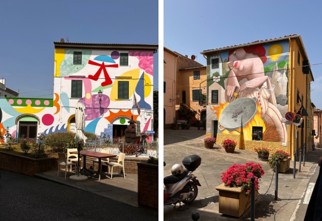 Riparbella painted buildings