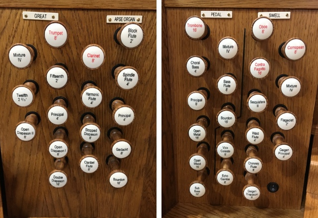 Great & Aspe divisions and Pedal & Swell divisions