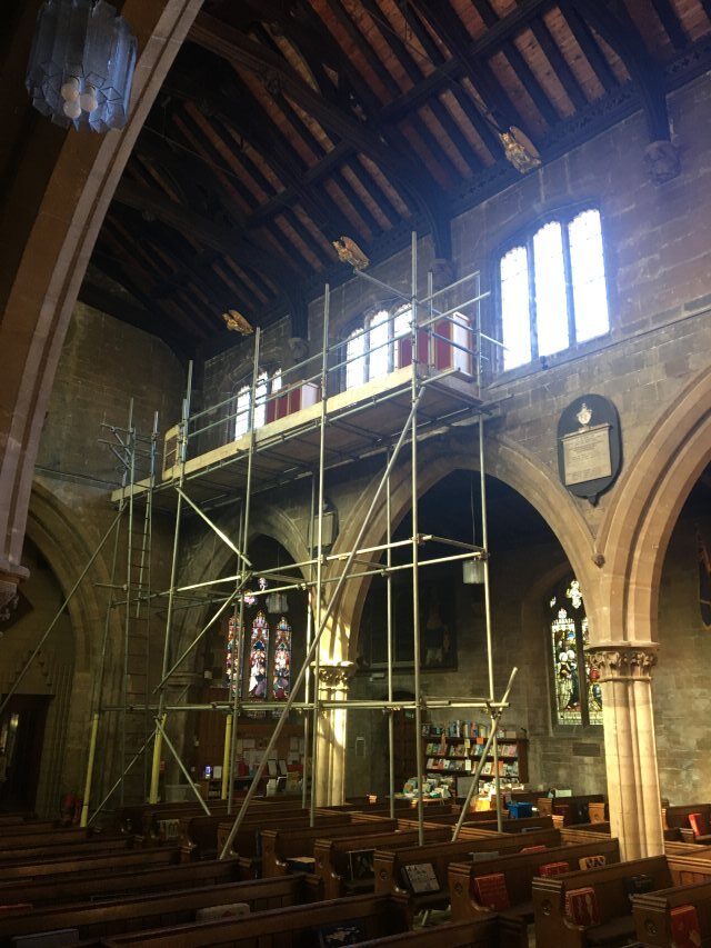 North side scaffolding tower