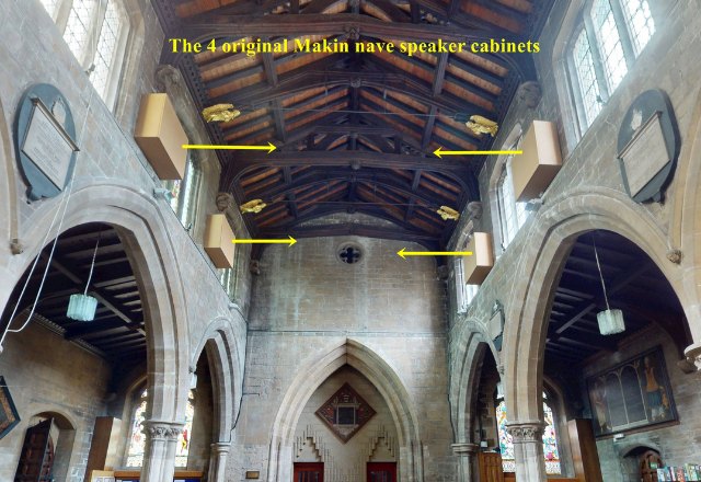 Old Makin nave speaker cabinets replaced