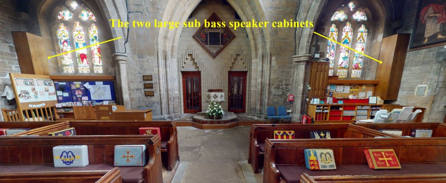 Two large sub bass speaker cabinets