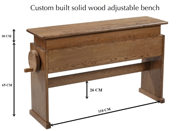 Custom built solid wood adjustable bench
