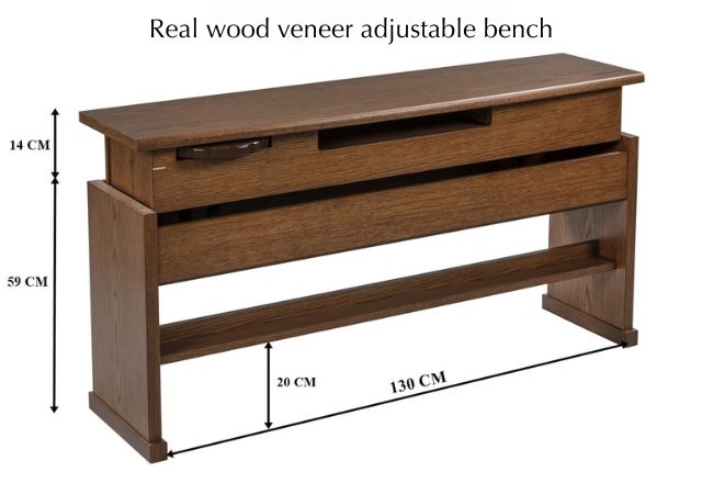 Real wood veneer height adjustable bench