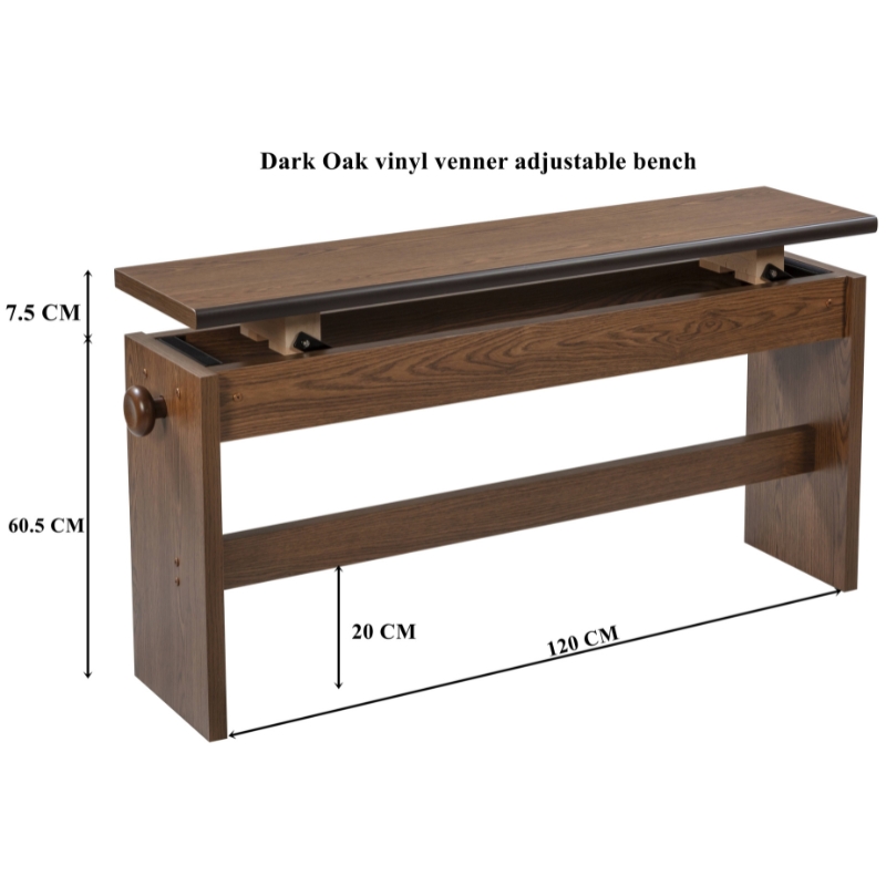 Viscount Adjustable Dark Vinyl Bench with dimensions