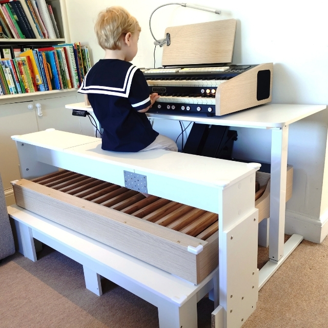 3 year old Charlie playing his adapted Viscount organ